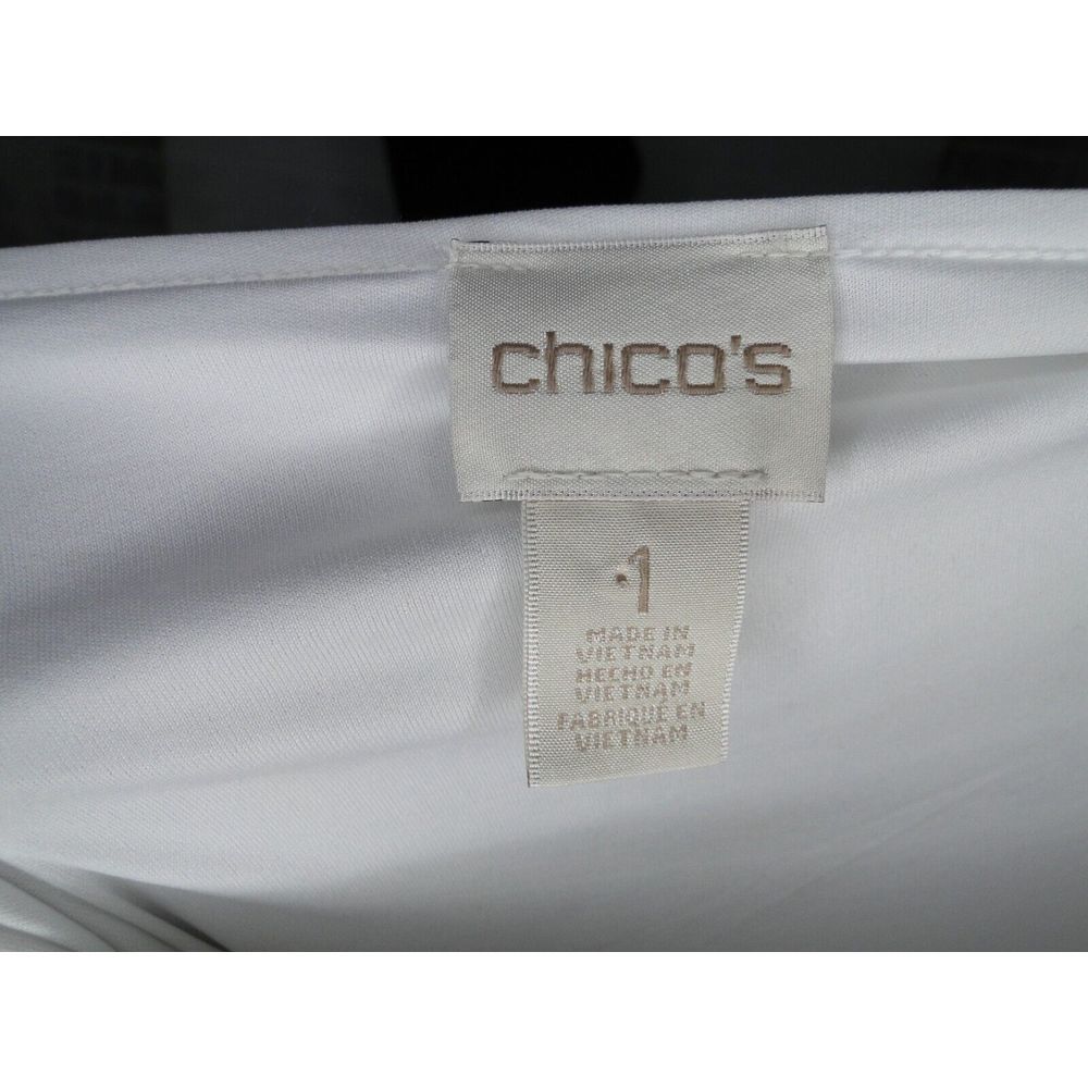 Chico's White Black Slinky Stretch Cap Sleeve Color Block Maxi Dress Size 1 Med8 - Picture 5 of 5